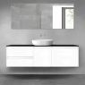 Oltens Vernal bathroom furniture set 160 cm with countertop, white gloss/matte black 68409000 zdj.1