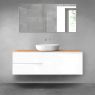 Oltens Vernal bathroom furniture set 140 cm with countertop, white gloss/oak 68274000 zdj.1
