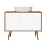 Oltens Hedvig washbasin cabinet 95 cm wall-mounted with shelf white gloss/natural oak 60204060 zdj.1