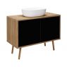 Oltens Hedvig washbasin cabinet 95 cm wall-mounted with shelf black matte/natural oak 60204360 zdj.4