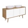 Oltens Hedvig washbasin cabinet 140 cm wall-mounted with shelf white gloss/natural oak 60205060 zdj.6