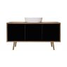 Oltens Hedvig washbasin cabinet 140 cm wall-mounted with shelf black matte/natural oak 60205360 zdj.1
