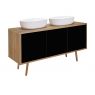 Oltens Hedvig washbasin cabinet 140 cm wall-mounted with shelf black matte/natural oak 60205360 zdj.6