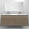 Oltens Lun Rila set: 140 cm grooved vanity unit with Stila LavaForm washbasin in oak/high-gloss white 68886060 zdj.1