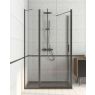 Oltens Verdal sprchový kout 100 x 80 cm, obdélníkový, dveře se zástěnou, matná černá/průhledné sklo, 20209300 zdj.4