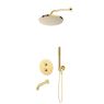 Oltens Katla set: concealed thermostatic mixer tap with Molle bath spout, 25 cm Pluva rain shower head and Ume hand shower in glossy gold, 36641800 zdj.1