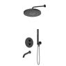 Oltens Katla set: concealed thermostatic mixer tap with Molle bath spout, featuring a 30 cm Alvo rain shower head and a Ume hand shower in matt black 36642300 zdj.1