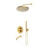 Oltens Molle set: concealed mixer tap with bath spout, featuring a 30 cm Alvo rain shower head and Ume hand shower in brushed gold 36653810 zdj.1