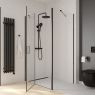Oltens Verdal shower enclosure 80x90 cm rectangular door with a fixed wall matte black/transparent glass 20220300 zdj.5