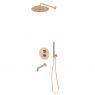Zestaw Oltens Katla bateria podtynkowa termostatyczna z wylewką wannową Molle z deszczownicą 30 cm Vindel i kompletem prysznicowym Ume miedź szczotkowana 36611610 zdj.1
