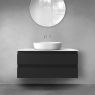 Oltens Vernal wall-mounted base unit 100 cm with Tera countertop, matte black/light marble 68724300 zdj.1